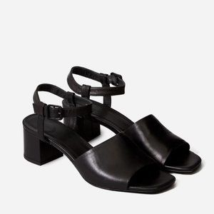 Everlane Block Heel Sandal, Black Leather, Size 5.5